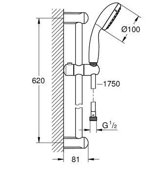 GROHE Brausestangenset Tempesta 100 2 Strahlarten 600mm chrom 27598001