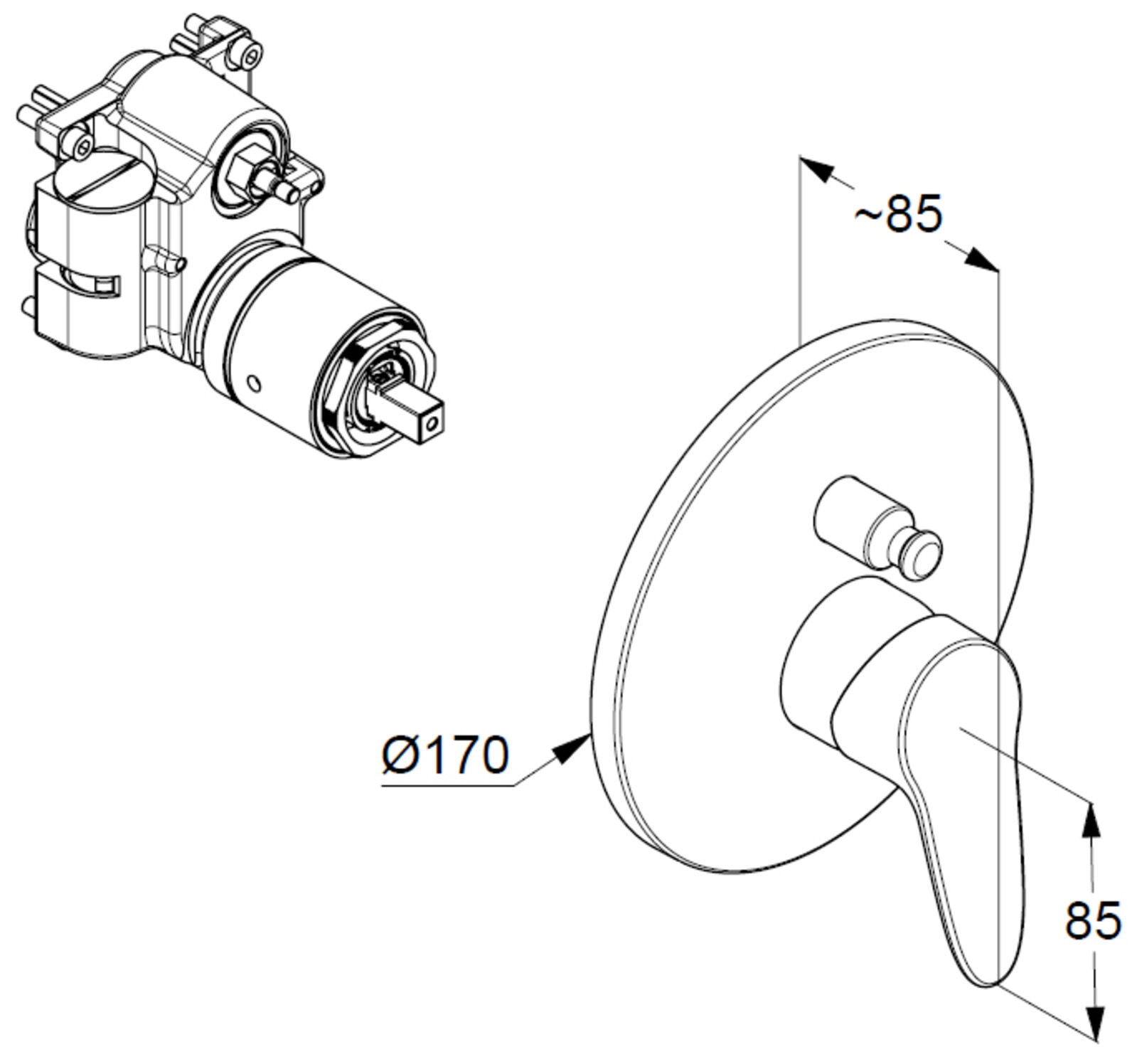 VIGOUR Farbset Badebatterie clivia mit integrierte Sicherung verchromt