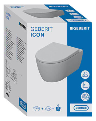Geberit iCon Set Wand-Tiefspül-WC mit WC-Sitz 530x355 mm spülrandlos weiß