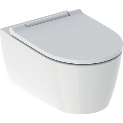 Geberit Wand-Tiefspül-WC One Turbo Flush mit WC- Sitz weiss KTect Abdeckung weiss ohne Spülrand