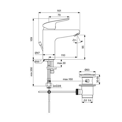 Ideal Standard Waschtischarmatur CERAFLEX, 5 l/min., mit , Ausladung 110mm, Chrom