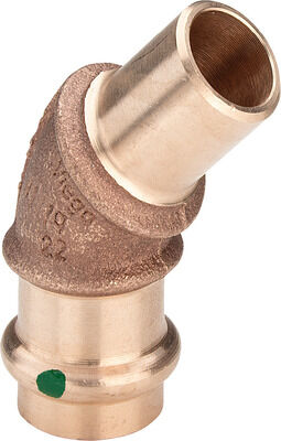 Sanpress Bogen Rotguss,m.Pressanschluss u. Einsteckende 42mm i/a 45 Grad 134471